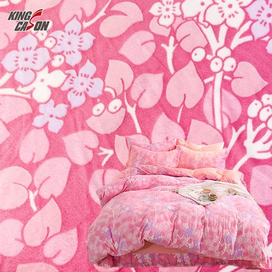 Kingcason Polyester Burn out Pink Knit Super Soft Minky Velvet Fabric for Baby 