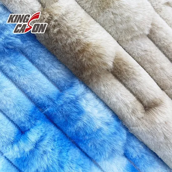 Kingcason Tie Dyeing Jacquard Stripe Blanket Fabric Faux Fur Fabric 