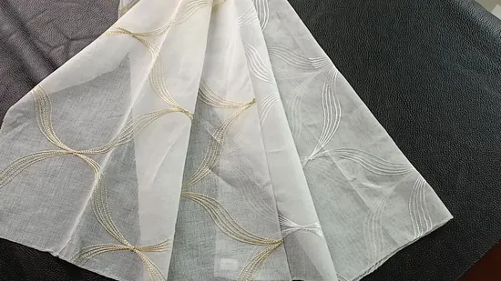 100% Polyester 540d Yard with Dolly Yarn Made Linen Looks Embroidery Cortina Curtain Fabric 