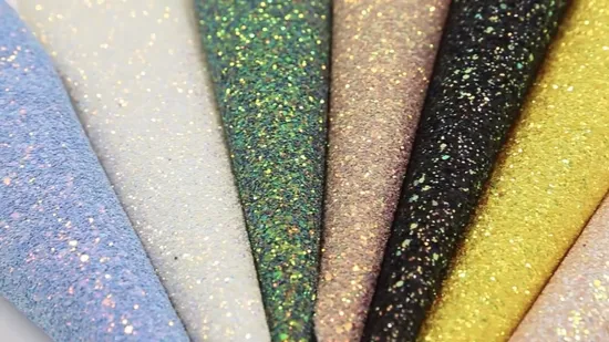 Fashionable Gradient Glitter PU Synthetic Leather for Shoes and Bags 